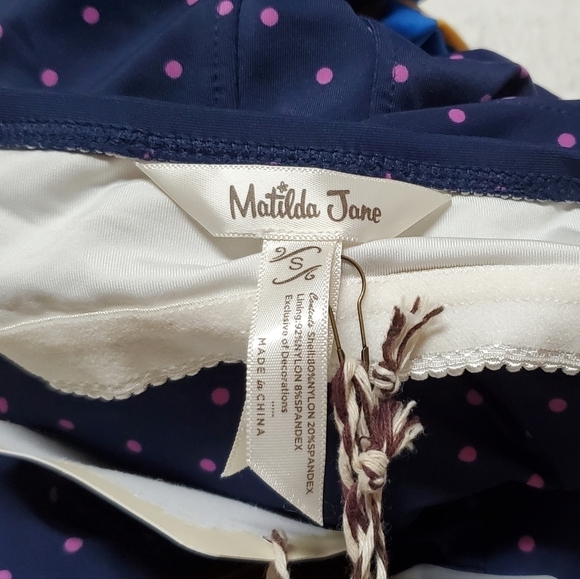 MATILDA Jane Sandcastle Queen Swimsuit Floral Ruffle Halter Pink Polka-dot Small - Picture 11 of 12